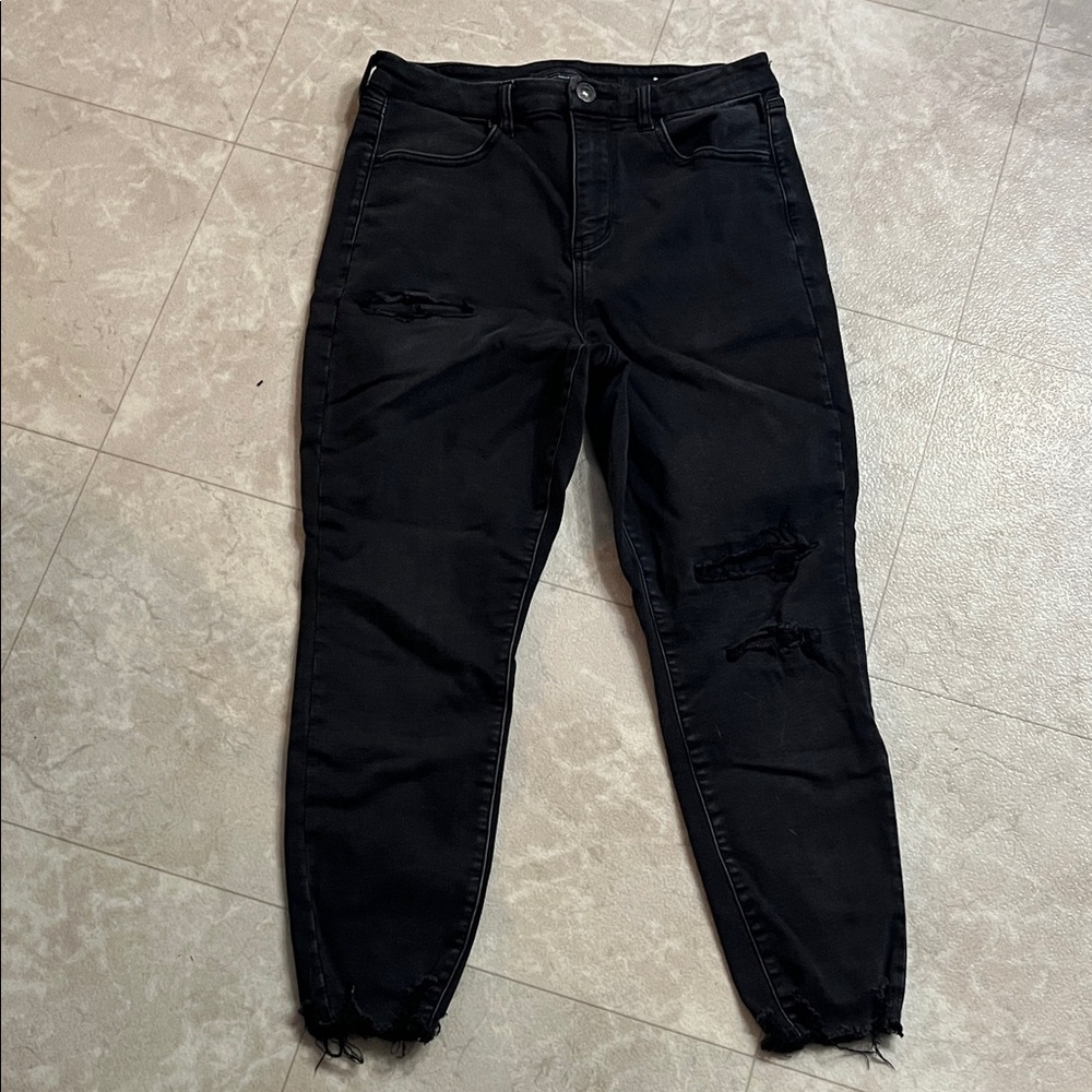 American Eagle Stylish Black Distressed Women's Jeans 12